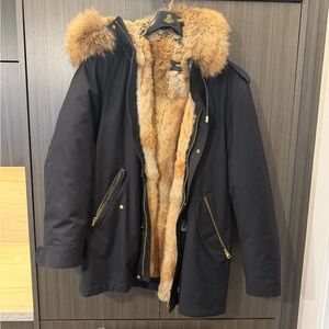 Mackage Black Parka with Brown Fur Trim